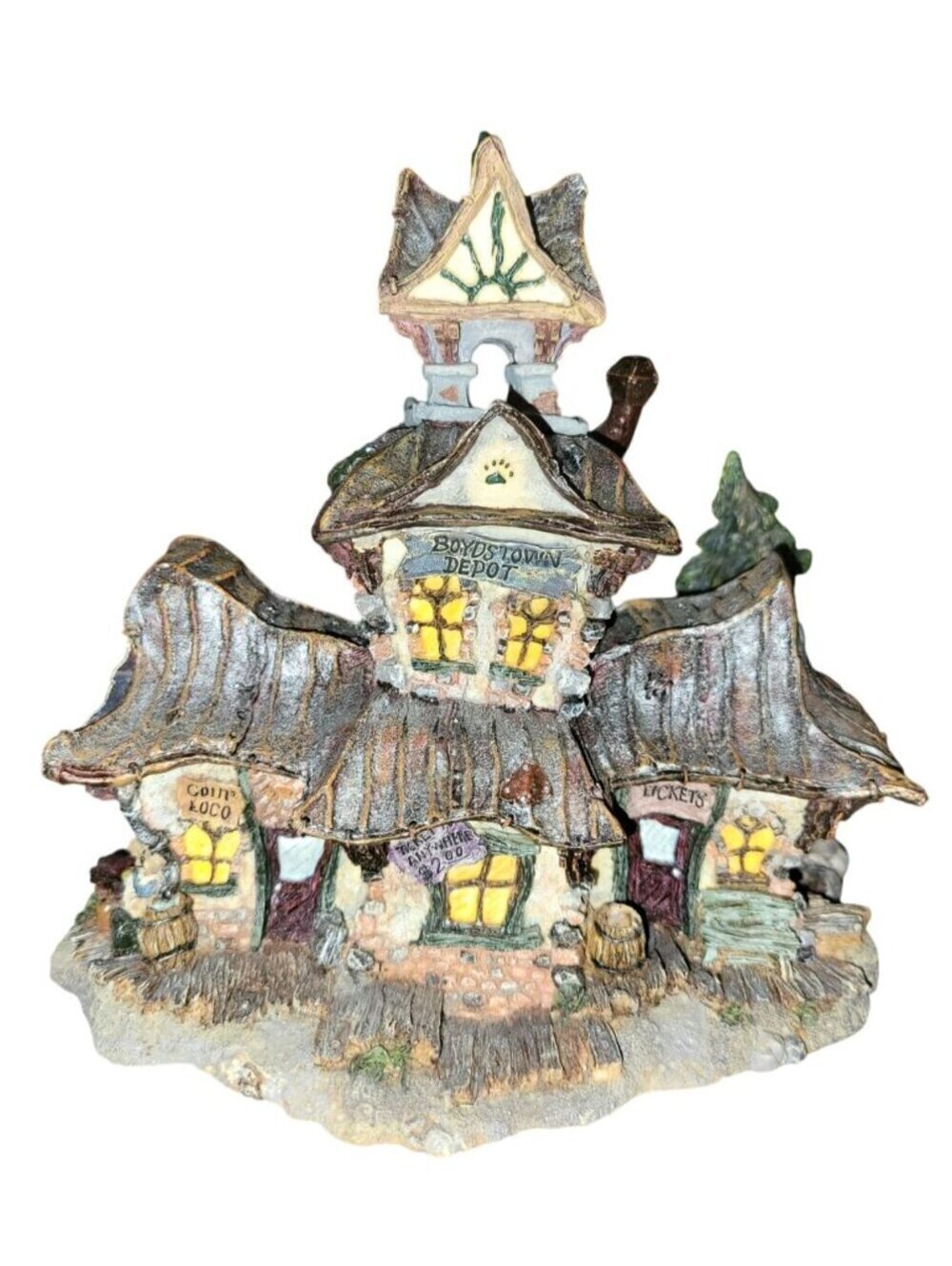 Boyds Town Train Depot Cottage House Figurine Bearly Built Villages 19018 2nd Ed